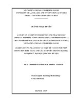 Nghiên cứu về nhận thức và thực tế tư duy phê phán trong đọc hiểu tiếng anh của sinh viên trường đại học ngoại ngữ, đại học quốc gia hà nội 