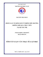 Tóm tắt Luận văn thạc sĩ Luật học: Pháp luật về kiểm soát ô nhiễm môi trường không khí qua thực tiễn tại tỉnh Quảng Trị