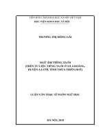 NGỮ âm TIẾNG TA ôi (TRÊN tư LIỆU TIẾNG TA ôi ở xã a ROÀNG, HUYỆN a lưới, TỈNH THỪA THIÊN HUẾ) 