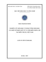 Nghiên cứu hóa học và hoạt tính sinh học của một số hợp chất từ nấm biển phân lập tại miền trung việt nam 