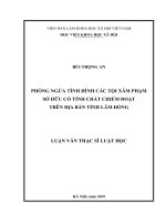 Luận văn thạc sĩ phòng ngừa tình hình các tội xâm phạm sở hữu có tính chất chiếm đoạt trên địa bàn tỉnh lâm đồng 