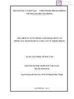 Luận văn thạc sĩ  Đặc điểm từ xưng hô qua lời thoại nhân vật trong tác phẩm số đỏ của Vũ Trọng Phụng