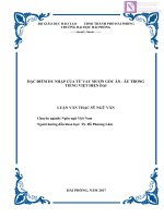 Luận văn thạc sĩ  Đặc điểm du nhập của từ vay mượn gốc ấn  âu trong tiếng Việt hiện đại