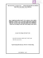 Luận văn thạc sĩ  Đặc điểm ngôn ngữ của Báo cáo viên trong công tác tuyên truyền miệng