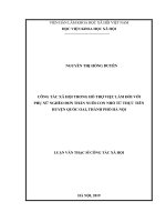 Công tác xã hội trong hỗ trợ việc làm đối với phụ nữ nghèo đơn thân nuôi con nhỏ từ thực tiễn huyện quốc oai, thành phố hà nội 