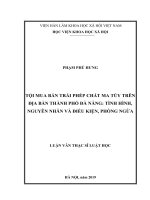 Tội mua bán trái phép chất ma túy trên địa bàn thành phố đà nẵng tình hình, nguyên nhân và điều kiện, phòng ngừa 