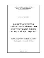 Bồi dưỡng tư tưởng nhân văn hồ chí minh cho sinh viên trường đại học sư phạm hà nội 2 hiện nay 