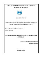 An evaluation of marketing tools for overseas study consulting services in hanoi = đánh giá công cụ marketing cho dịch vụ tư vấn du học ở hà nội   