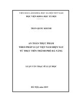 An toàn thực phẩm theo pháp luật việt nam hiện nay từ thực tiễn thành phố đà nẵng 