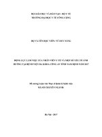 ĐỘNG LỰC LÀM VIỆC CỦA NHÂN VIÊN Y TẾ VÀ MỘT SỐ YẾU TỐ ẢNH HƯỞNG TẠI BỆNH VIỆN ĐA KHOA CÔNG AN TỈNH NAM ĐỊNH NĂM 2017