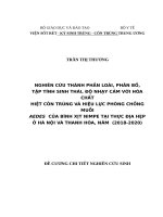 NGHIÊN cứu THÀNH PHẦN LOÀI, PHÂN bố, tập TÍNHSINH THÁI, độ NHẠY cảm với hóa CHẤT HIỆT côn TRÙNG và HIỆU lực PHÒNG CHỐNG MUỖI AEDES của BÌNH xịt NIMPE tại THỰC địa hẹp ở hà nội và THANH hóa, năm  (2018 2020) 