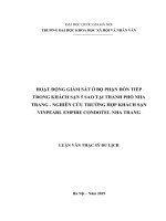HOẠT ĐỘNG GIÁM sát ở bộ PHẬN đón TIẾP TRONG KHÁCH sạn 5 SAO tại THÀNH PHỐ NHA TRANG   NGHIÊN cứu TRƯỜNG hợp KHÁCH sạn VINPEARL EMPIRE CONDOTEL NHA TRANG