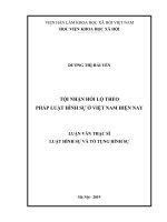 Tội nhận hối lộ theo pháp luật hình sự ở Việt Nam hiện nay (Luận văn thạc sĩ)