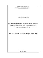 Vận dụng mô hình giáo dục STEM trong dạy học phần ba sinh học vi sinh vật, sinh học 10 , trung học phổ thông 