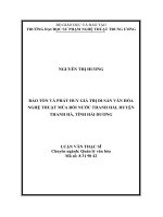 Bảo tồn và phát huy giá trị di sản văn hóa nghệ thuật múa rối nước thanh hải, huyện thanh hà, tỉnh hải dương (tt) 