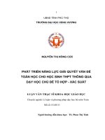 PHÁT TRIỂN NĂNG LỰC GIẢI QUYẾT VẤN ĐỀ TOÁN HỌC CHO HỌC SINH THPT THÔNG QUA DẠY HỌC CHỦ ĐỀ TỔ HỢP  XÁC SUẤT