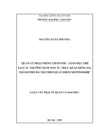 Quản lý hoạt động chăm sóc – giáo dục trẻ tại các trường mầm non tư thục quận đống đa, thành phố hà nội theo quan điểm montessori 