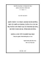 Kiến thức và thực hành nuôi dưỡng trẻ từ 0 đến 24 tháng tuổi của các bà mẹ nuôi con nhỏ tại xã thanh quang, huyện nam sách, tỉnh hải dương (2017) 
