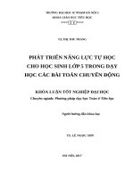 Phát triển năng lực tự học cho học sinh lớp 5 trong dạy học các bài toán chuyển động (2017) 