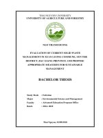 Evaluation of current solid waste management in xuan luong commune, yen the district, bac giang province and propose appropriate measures for sustainable management 