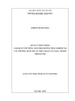 Quản lý hoạt động làm quen với tiếng anh theo hướng trải nghiệm tại các trường mầm non tư thục quận cầu giấy, thành phố hà nội 