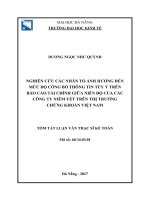 Nghiên cứu các nhân tố ảnh hưởng đến mức độ công bố thông tin tùy ý trên báo cáo tài chính giữa niên độ của các công ty niêm yết trên thị trường chứng khoán Việt Nam