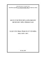 Quản lý di tích chùa long đọi sơn huyện duy tiên, tỉnh hà nam 