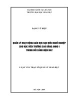 Quản lý giáo dục đạo đức nghề nghiệp cho học viên trường cao đẳng an ninh nhân dân i trong bối cảnh hiện nay 