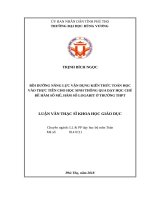 BỒI DƯỠNG NĂNG LỰC VẬN DỤNG KIẾN THỨC TOÁN HỌC VÀO THỰC TIỄN CHO HỌC SINH THÔNG QUA DẠY HỌC CHỦ ĐỀ HÀM SỐ MŨ, HÀM SỐ LOGARIT Ở TRƯỜNG THPT