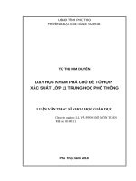 DẠY HỌC KHÁM PHÁ CHỦ ĐỀ TỔ HỢP,  XÁC SUẤT LỚP 11 TRUNG HỌC PHỔ THÔNG