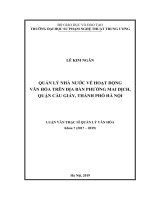 Quản lý nhà nước về hoạt động văn hóa trên địa bàn phường mai dịch, quận cầu giấy, thành phố hà nội 