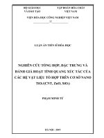Nghiên cứu tổng hợp, đặc trưng và đánh giá hoạt tính quang xúc tác của các hệ vật liệu tổ hợp trên cơ sở nano tio2 (CNT, zno, sio2) 