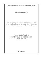 Nhân lực tại các doanh nghiệp du lịch ở tỉnh ninh bình trong hội nhập quốc tế tt 