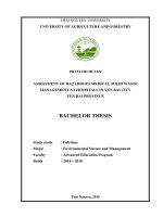 Assessment of hazardous medical waste management at hospitals in yen bai city   yen bai province 