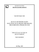 Tóm tắt luận văn Thạc sĩ Quản lý kinh tế: Quản lý chi thường xuyên ngân sách cấp xã, phường trên địa bàn thị xã Điện Bàn, tỉnh Quảng Nam