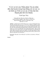 Vị trí vai trò của thẩm phán tòa án nhân dân cấp huyện trong hoạt động xét xử các vụ án hình sự (trên cơ sở các số liệu địa bàn thành phố hồ chí minh) 
