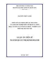 Luận án Tiến sĩ ngành Quản trị kinh doanh: Nhân tố tác động đến sự hài lòng của doanh nghiệp đối với dịch vụ thuế trực tuyến của cơ quan thuế - Nghiên cứu trên địa bàn Hà Nội