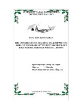The experiences of teaching english writing skill to the grade 10th students of hau loc i high school through writing lessons 