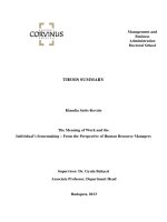 Thesis summary: The meaning of work and the individual’s sensemaking – From the perspective of human resource managers