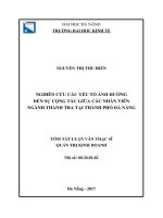 Tóm tắt luận văn Thạc sĩ Quản trị kinh doanh: Nghiên cứu các yếu tố ảnh hưởng đến sự cộng tác giữa các nhân viên ngành thanh tra tại thành phố Đà Nẵng