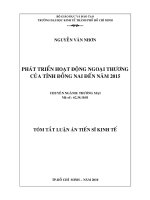 Tóm tắt luận văn Tiến sĩ Kinh tế: Phát triển hoạt động ngoại thương của tỉnh Đồng Nai đến năm 2015