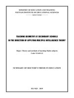 Summary of doctor’s thesis in education: Teaching Geometry at secondary schools in the direction of applying Multiple Intelligence theory