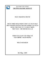 Tóm tắt luận văn Thạc sĩ Quản trị kinh doanh: Hoàn thiện hoạt động cho vay ngắn hạn đối với khách hàng Doanh nghiệp tại Ngân hàng TMCP Đầu tư và Phát triển Việt Nam – Chi nhánh Gia Lai