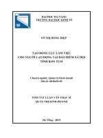 Tóm tắt luận văn Thạc sĩ Quản trị kinh doanh: Tạo động lực làm việc cho người lao động tại Bảo hiểm xã hội tỉnh Kon Tum