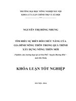 TÌM HIỂU sự BIẾN đổi CHỨC NĂNG của GIA ĐÌNH NÔNG THÔN TRONG QUÁ TRÌNH xây DỰNG NÔNG THÔN mới (nghiên cứu trường hợp tại xã gia phố   huyện hương khê – 