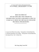 Báo cáo tóm tắt kết quả khoa học công nghệ đề tài giải pháp nâng cao chất lượng dịch vụ công tác xã hội tại các bệnh viện trên địa bàn thành phố Nha Trang, tỉnh Khánh Hòa