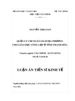 Luận án Tiến sĩ Kinh tế: Quản lý chi ngân sách địa phương cho giáo dục công lập ở tỉnh Thanh Hóa