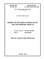 Tóm tắt luận án Tiến sĩ Sinh học: Nghiên cứu sử dụng vi khuẩn Lactic tạo chế phẩm bảo quản cá