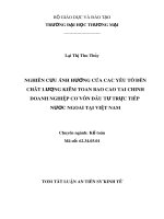 Tóm tắt luận án Tiến sĩ Kinh tế: Nghiên cứu ảnh hưởng của các yếu tố đến chất lượng kiểm toán báo cáo tài chính doanh nghiệp có vốn đầu tư trực tiếp nước ngoài tại