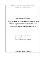 KINH NGHIỆM sử DỤNG THỂ TÍCH KHỐI CHÓP để GIẢI một số bài TOÁN KHOẢNG CÁCH TRONG HÌNH học KHÔNG GIAN lớp 12 